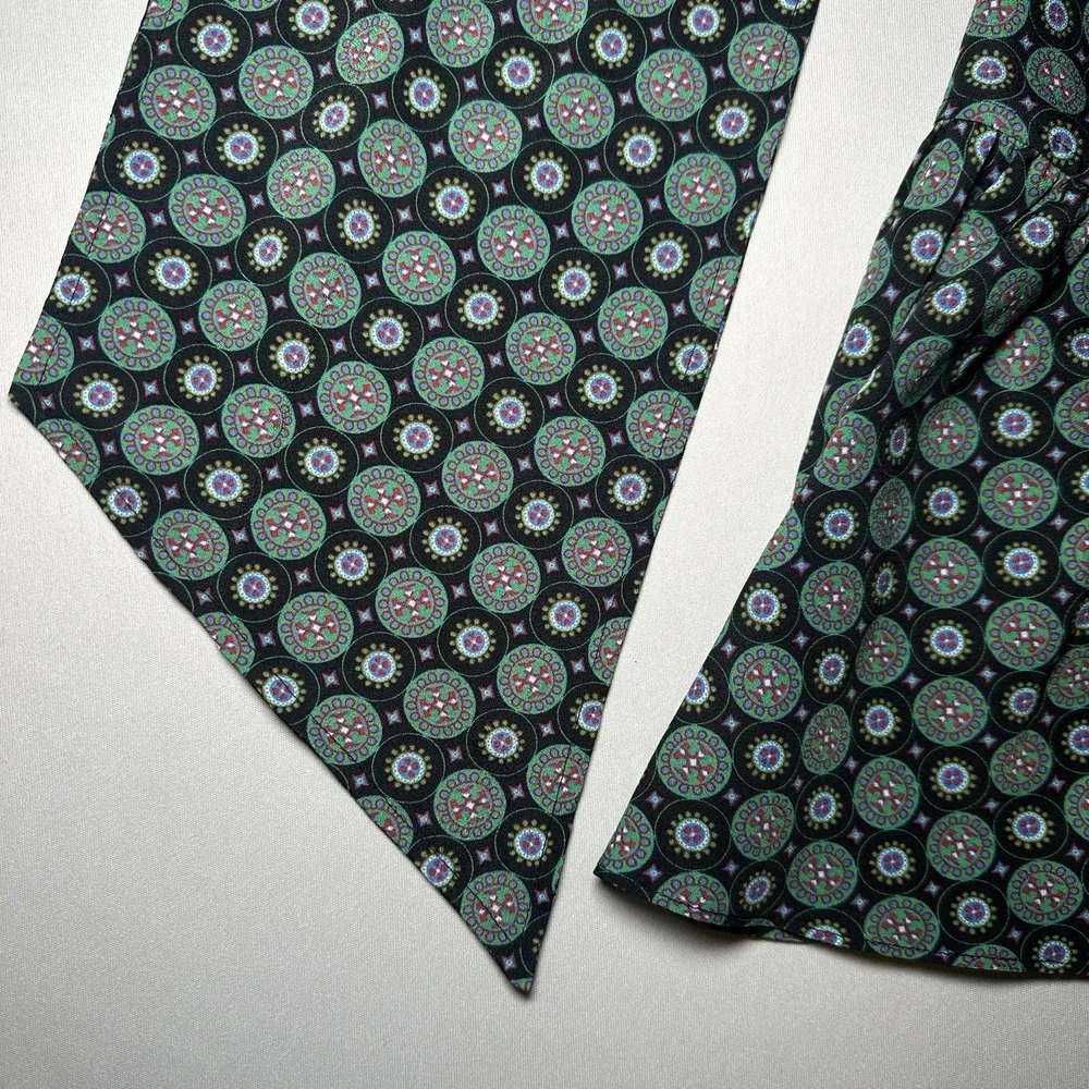 Tory Burch Dress Womens 2‎ Ruffle Green Batik Medallion Cottegecore Flowy Wrap